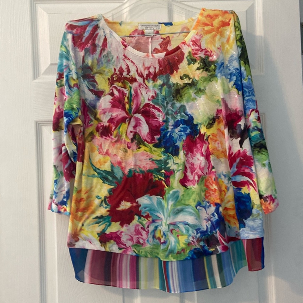 christopher and banks 3/4” sleeve multicolor top